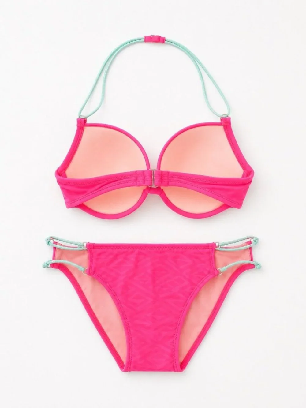 Victoria's Secret Knockout Bikini Set 34DD M Neon Pink Y2K - Picture 2 of 4